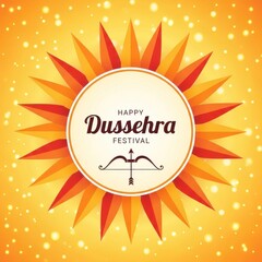 Happy dussehra festival illustration with bow and arrow on a yellow bokeh background