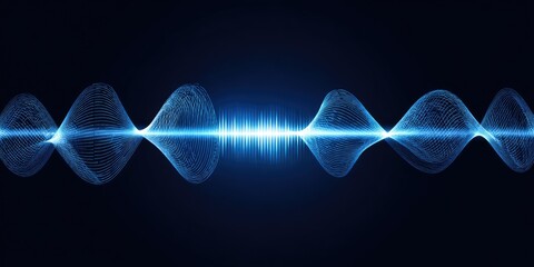 Abstract futuristic sound wave illustration in vibrant blue tones. This captivating digital artwork represents audio frequencies and can enhance modern tech-related designs.
