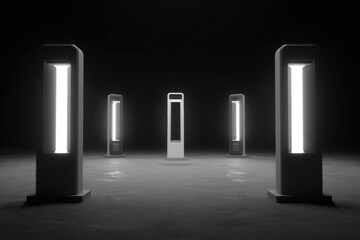 Modern, illuminated lamp posts