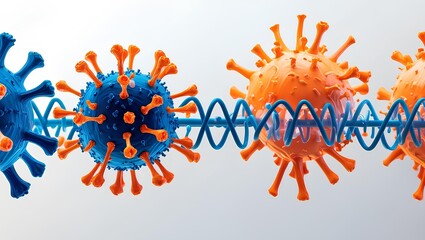 virus particles binding with antibodies, showcasing detailed immune system defense.