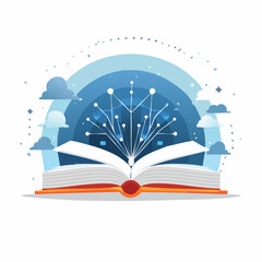 Naklejka premium Open Book With Digital Network Design