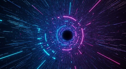 Neon Tunnel with Light Streaks and Dark Center.