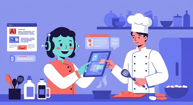 Online Cooking Class with Chef and Student Learning Culinary Skills. - Powered by Adobe