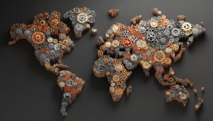 World map composed of gears and cogs (2)