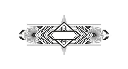 Elegant Art Deco ornamental border design with geometric patterns and central text space