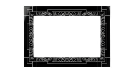 Elegant black Art Deco picture frame with sunburst geometric patterns adds vintage glamour