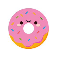 Cartoon Donut With Sprinkles Happy Face Vector Illustration