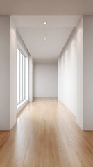 Fototapeta premium Bright Hallway with Wooden Floor and Natural Light.