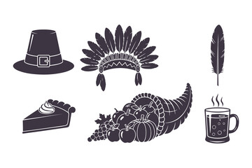 Autumn Harvest and Thanksgiving Elements Vector Illustration