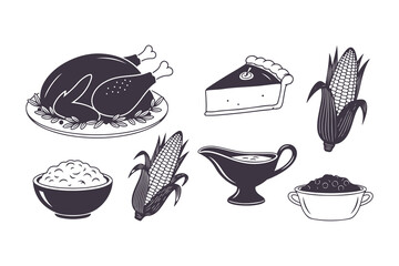 Autumn Harvest and Thanksgiving Elements Vector Illustration