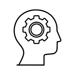 Vector icon of head with gears symbolizing intelligent thinking
