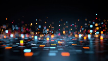 Abstract digital landscape with glowing particles