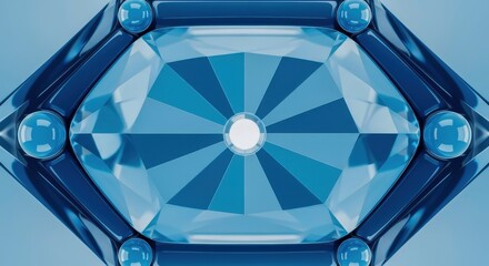 Abstract Blue Gemstone Close Up Digital Art Illustration Design Concept
