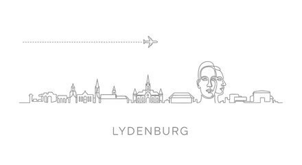 Obraz premium Lydenburg South Africa skyline with airplane, travel, and white background.