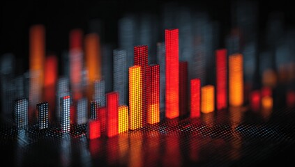 Abstract cityscape of glowing bars