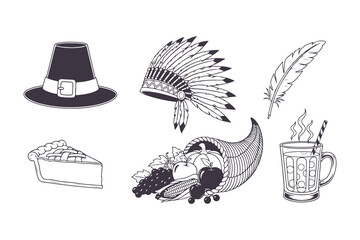 Autumn Harvest and Thanksgiving Elements Vector Illustration