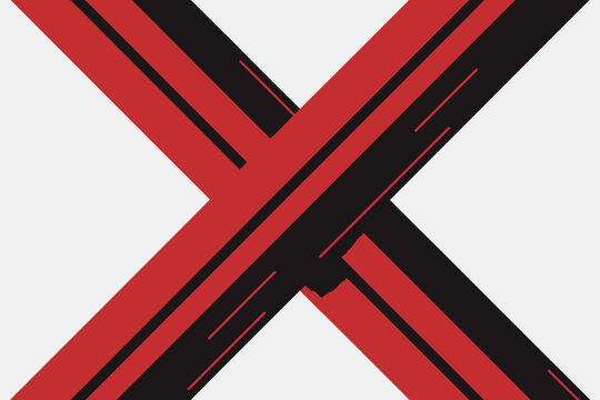 Abstract geometric pattern with red and black intersecting lines creating an X shape against white background contemporary design for modern creative projects