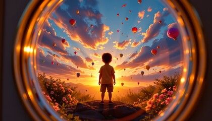 Reflective Joy Childrens Day with Sunset Glow