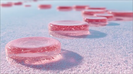 Soft light falling on jelly pads floating above thick bubblegum river