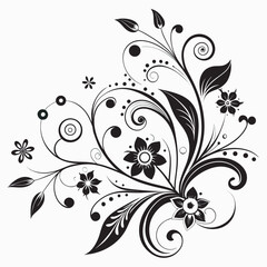 Black and White Floral Swirl