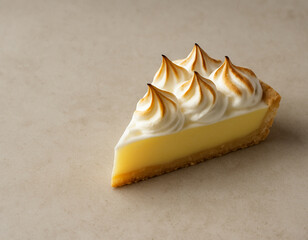 Slice of Lemon Meringue Pie with Toasted Meringue Peaks
