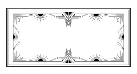 Elegant Art Deco border design with sunburst motifs and geometric patterns for vintage invitations