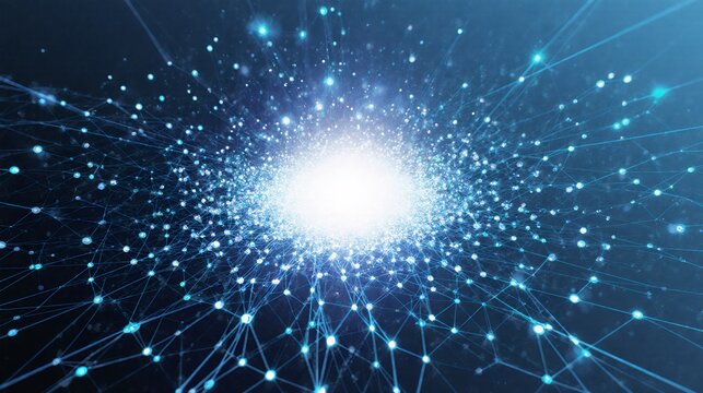 Abstract technology background with glowing network connections and data points