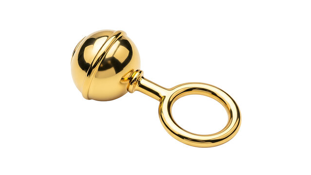 Gold baby rattle toy for newborn infant toddler early development sensory play classic gift 100 character on transparent background