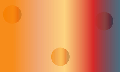 Three gradient circles on a vibrant orange to blue gradient background abstract