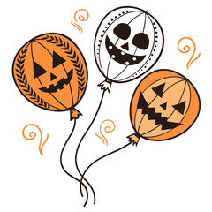 Vector art of Halloween balloons (pumpkin face), with white background