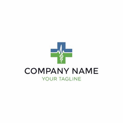 Medical logo featuring a cross with a heartbeat line, representing healthcare and wellness services.