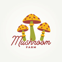 minimalist mushroom farm icon logo vector illustration design