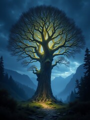 lonely tree in the night