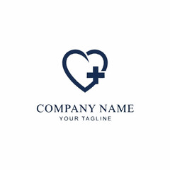 Obraz premium Logo design: Heart with cross, medical care concept.