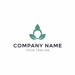 Fototapeta premium Minimalist nature-inspired logo with leaf and circle elements for a wellness or eco-friendly company.