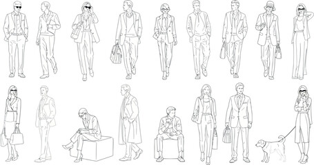 Vector vector art of collection of people in hazmat suits, transparent background