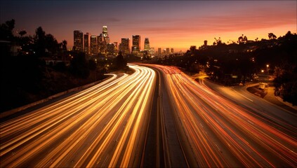 Obraz premium City highway at sunset (4)
