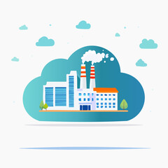 Obraz premium Modern Industrial Complex Within Cloud Illustration