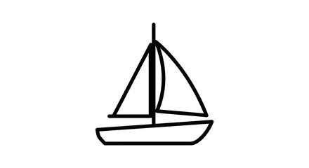 Simple black line art icon of a sailboat with a mast and two sails.