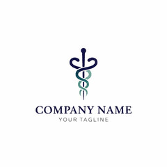 Medical Caduceus Logo Design with Company Name and Tagline.