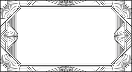 Elegant Art Deco frame with sunburst motifs, perfect for vintage invitations and modern designs