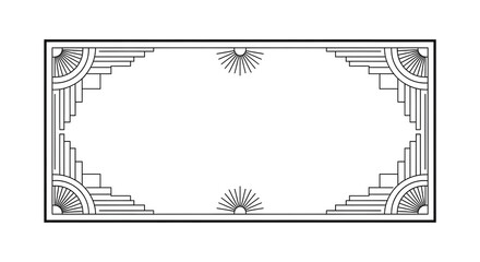 Elegant Art Deco sunburst frame design for vintage invitations and stylish graphic borders