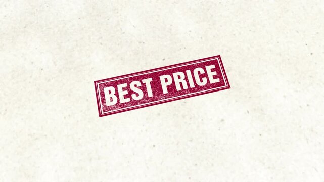 Best Price Rectangle Golden Red Rubber Stamp Seal on Clean White Paper Surface Background