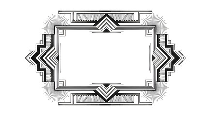 Elegant Art Deco frame design with intricate geometric patterns and sunburst accents for luxurious invitations