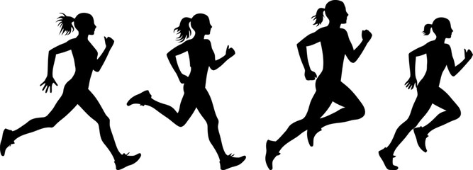 Female runners in silhouette