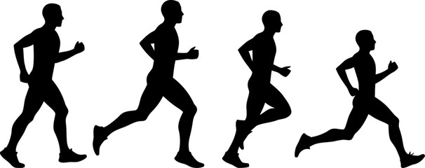 set silhouettes of people running