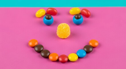 Obraz premium Whimsical candy smiley face brings joy and fun to any project, perfect for cheerful designs