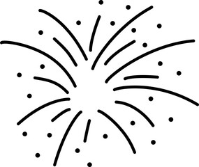Festive Fireworks Outline, black and white abstract background