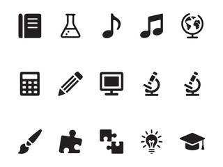 Flat School & Study Subjects Icon Vector Set – Vol.8