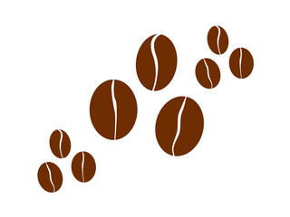 hand drawn Coffee beans scattered group isolated on transparent background